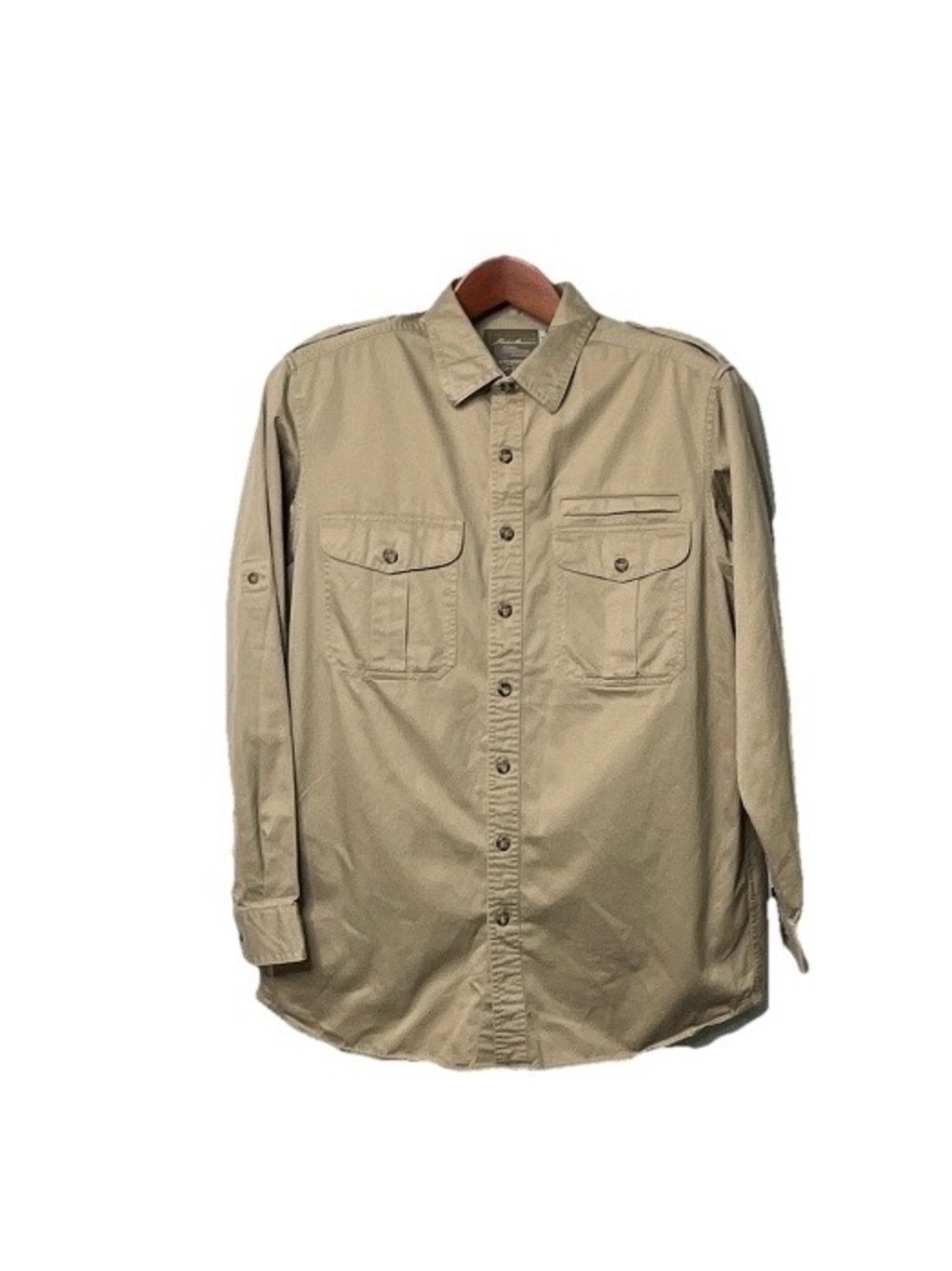 Eddie Bauer Men's Long-Sleeve Button-Down Shirt in Khaki